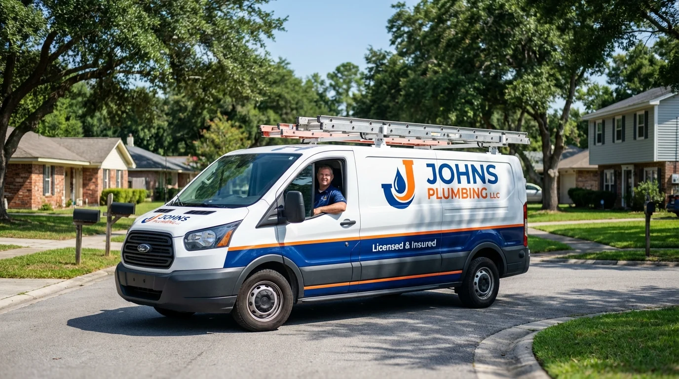 Johns Plumbing LLC service van in West Jefferson, OH