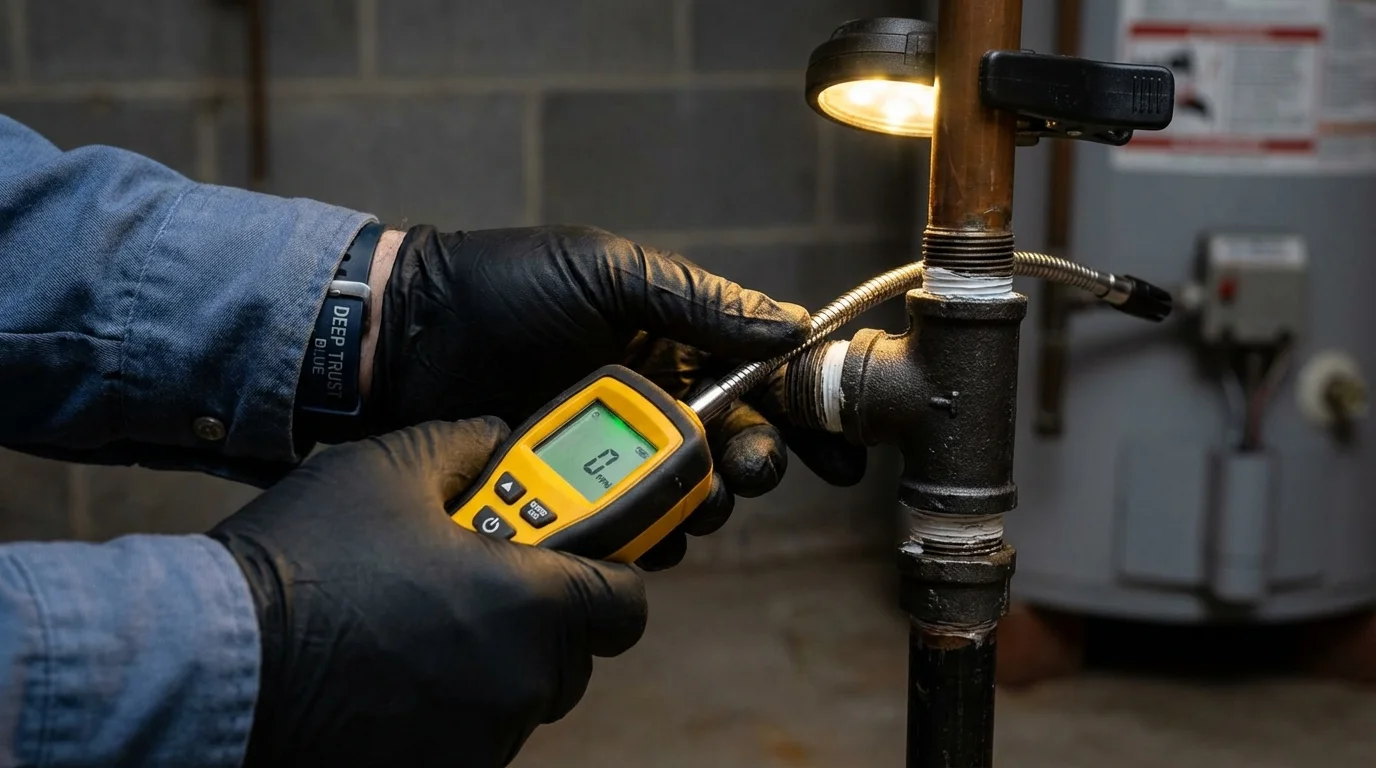 Gas leak detection with electronic sniffer by Johns Plumbing LLC in West Jefferson